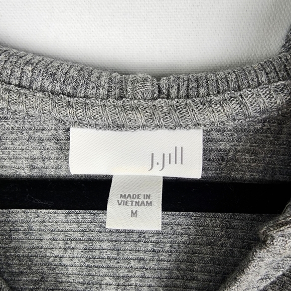 J Jill Gray Hooded Knit Tunic Sweater Size Medium - Picture 3 of 6